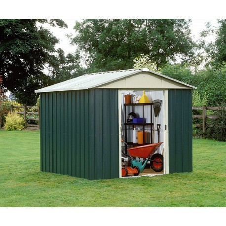 Abrigo de jardim metálico verde 8,48m² + kit de fixação incluído - YARDMASTER
