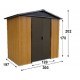 Abrigo de jardim metálico castanho e aspeto madeira 7,18m² + kit de fixação incluído - YARDMASTER