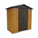 Abrigo de jardim metálico castanho e aspeto madeira 7,18m² + kit de fixação incluído - YARDMASTER