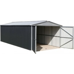 Garagem metálica antracite 22,63m² + kit de fixação incluído - YARDMASTER