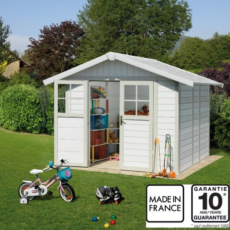 Abrigo de jardim em PVC DECO 4,9m², branco e cinza-verde Grosfillex