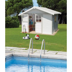 Abrigo de jardim em PVC 7,5m² DECO cinza-verde e branco Grosfillex