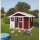 Abrigo de jardim em PVC 7,5m² DECO vermelho e branco Grosfillex