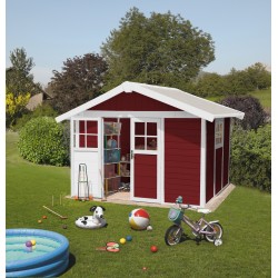 Abrigo de jardim em PVC 7,5m² DECO vermelho e branco Grosfillex