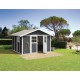 Abrigo de jardim em PVC 11,2m² DECO cinzento escuro e branco Grosfillex 
