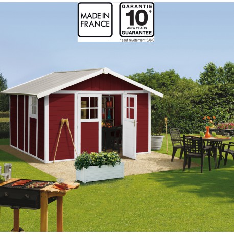 Abrigo de jardim em PVC 11,2m² DECO vermelho e branco Grosfillex 