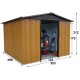 Abrigo de jardim metálico aspeto madeira e castanho 12m² + kit de fixação incluído - YARDMASTER