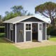 Abrigo de jardim em PVC 11,2m² DECO cinzento escuro e branco Grosfillex 