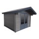 Abrigo de jardim em madeira compósita 28mm cinzento escuro 9m² porta dupla alumínio e vidros duplos - Woodlife Garden