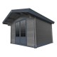Abrigo de jardim em madeira compósita 28mm cinzento escuro 9m² porta dupla alumínio e vidros duplos - Woodlife Garden