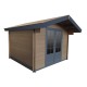 Abrigo de jardim em madeira compósita 28mm madeira envelhecida 9m² porta dupla alumínio e vidros duplos - Woodlife Garden