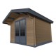 Abrigo de jardim em madeira compósita 28mm madeira envelhecida 9m² porta dupla alumínio e vidros duplos - Woodlife Garden