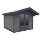 Abrigo de jardim em madeira compósita 28mm cinzento escuro 14,44m² porta dupla alumínio e vidros duplos - Woodlife Garden