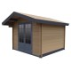 Abrigo de jardim em madeira compósita 28mm madeira envelhecida 14,44m² porta dupla alumínio e vidros duplos - Woodlife Garden