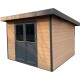 Abrigo de jardim em madeira compósita 28mm aspeto madeira envelhecida 9m² PREMIUM Telhado plano - Woodlife Garden
