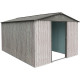 Abrigo de jardim em metal 9,12m² WoodTouch bege + kit de fixação X-METAL