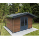 Abrigo de jardim em madeira compósita 28mm madeira envelhecida 9m² porta dupla alumínio e vidros duplos - Woodlife Garden
