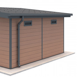 Kit de caleiras antracite – conjunto pronto a instalar para abrigo PREMIUM Woodlife Garden de uma água, com 4 m de largura