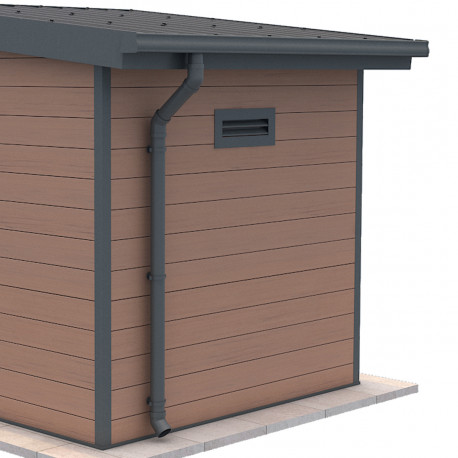 Kit caleiras antracite - pack pronto a instalar para abrigo PREMIUM Woodlife Garden uma água largura 2m