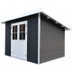 Abrigo de jardim em madeira compósita 28mm antracite 4,41m² PREMIUM - telhado plano - Woodlife Garden