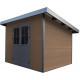 Abrigo de jardim em madeira compósita 28mm aspeto madeira 4,41m² PREMIUM - telhado plano - Woodlife Garden