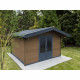 Abrigo de jardim em madeira compósita 28mm madeira envelhecida 9m² porta dupla alumínio e vidros duplos - Woodlife Garden