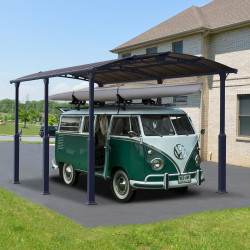 Carport em alumínio cinzento e policarbonato para 1 carro 23,3m² Arcadia Alpine 6400 - Canopia