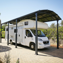 Carport em alumínio cinzento e policarbonato para 1 carro 31m² Arcadia Alpine 8500 - Canopia