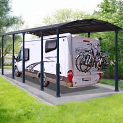 Carport em alumínio cinzento e policarbonato para 1 carro 38,7m² Arcadia Alpine 10600 - Canopia